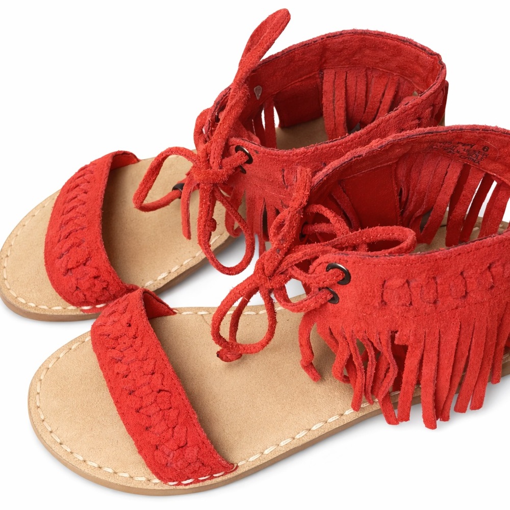 Minnetonka Orange Fringe Sandals